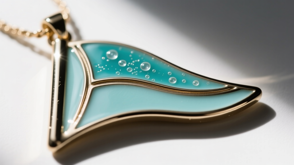 Macro photography comparing soft epoxy enamel with recessed metal lines against smooth, polished hard enamel flag pendants.
