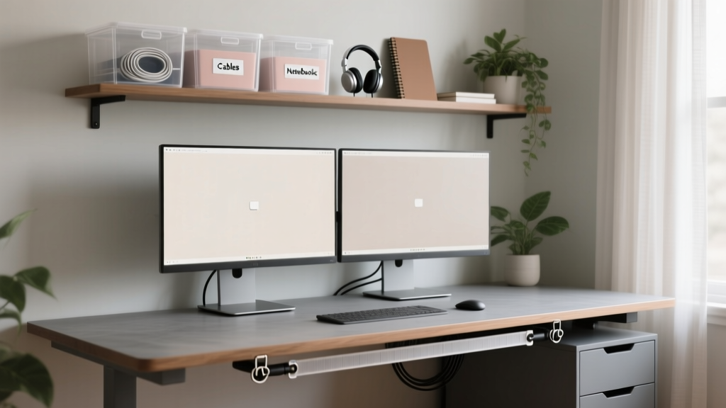 Organizing a Home Office Desk With Two Monitors and Zero ...