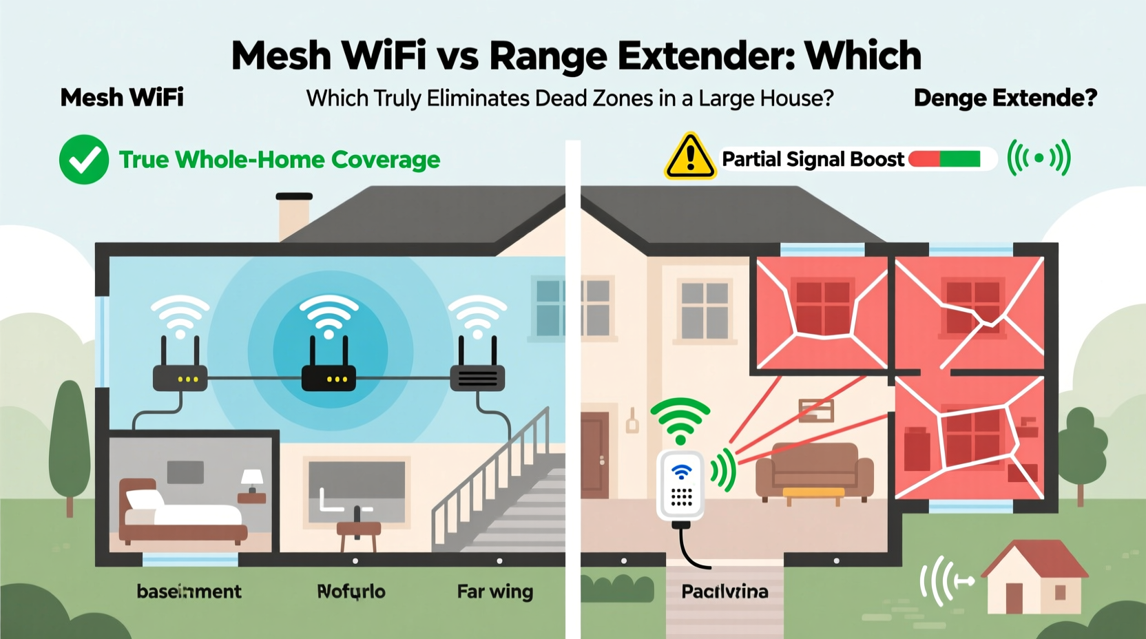 mesh wifi vs range extender which actually fixes dead zones in a large house