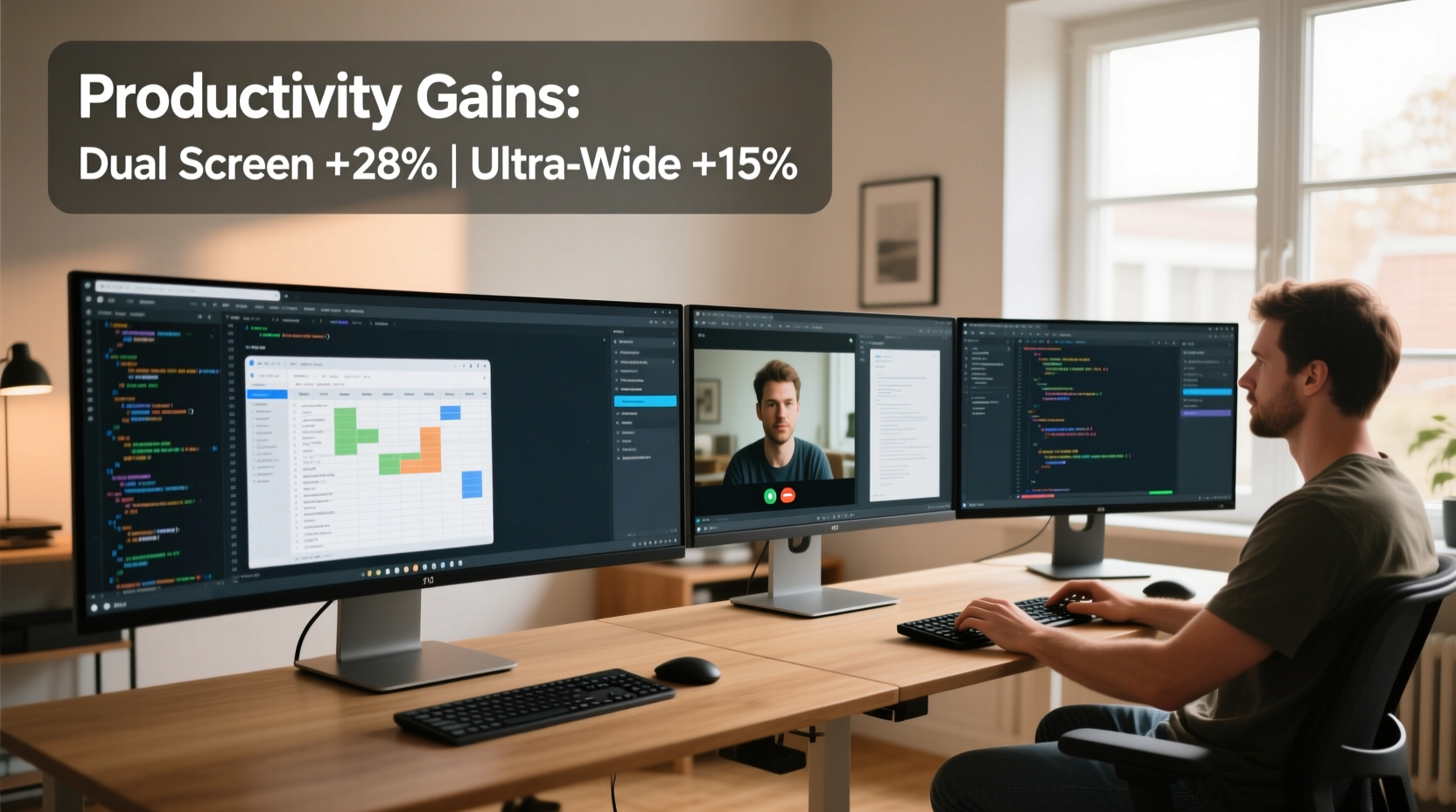 ultrawide monitor vs dual screen setup productivity gains for remote workers