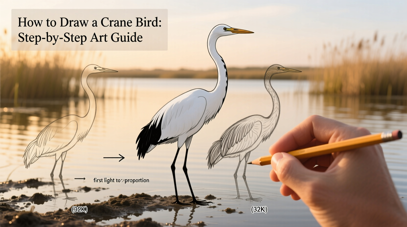 How to Draw a Crane Bird: Step-by-Step Art Guide