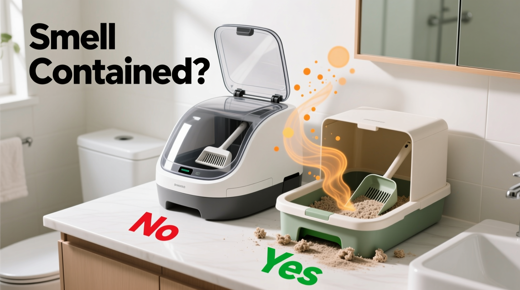 self cleaning litter box vs traditional scoop is the smell contained