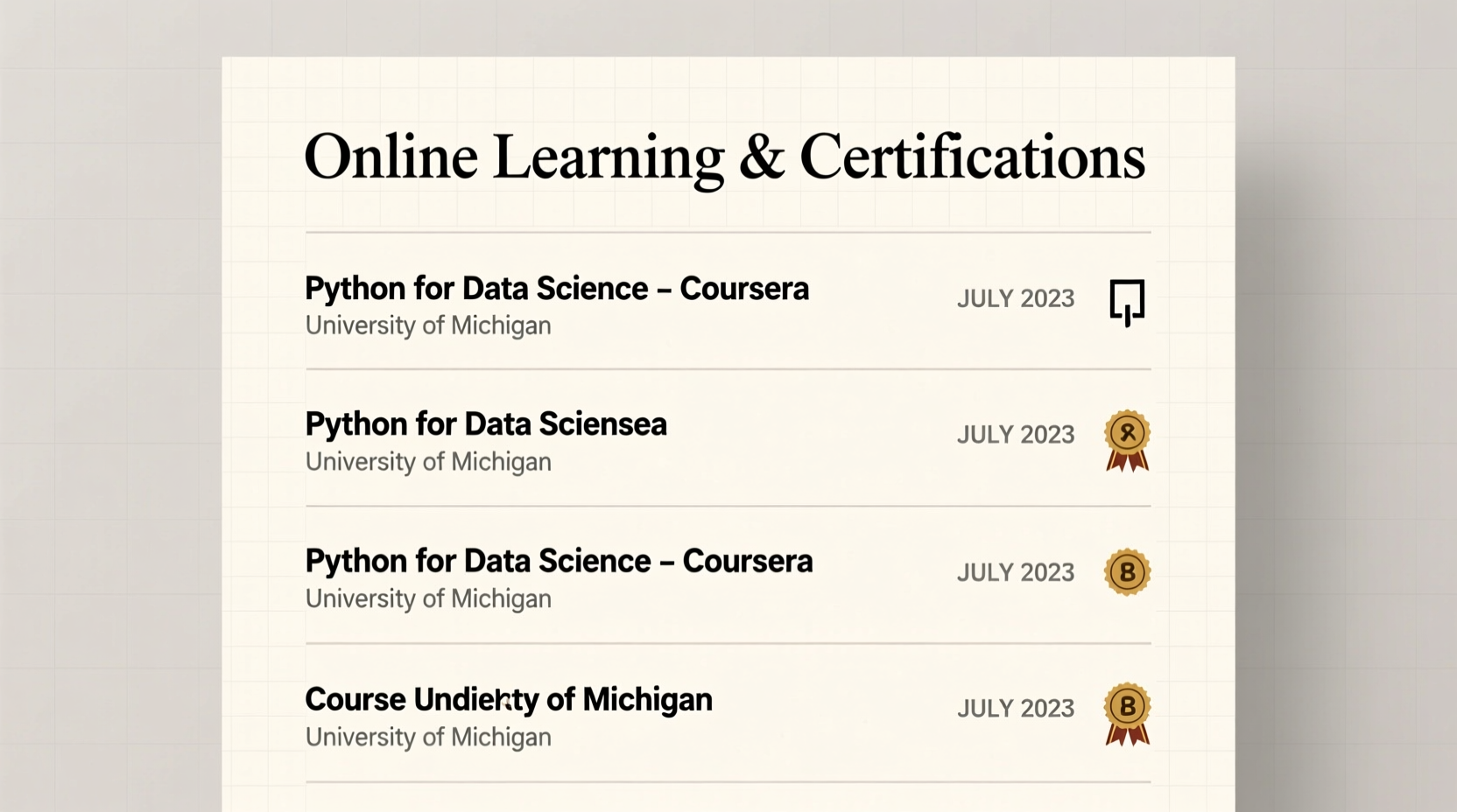 the best way to list online classes on your resume acc