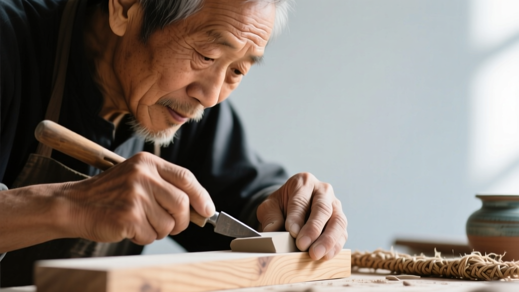 Close-up of a craftsperson