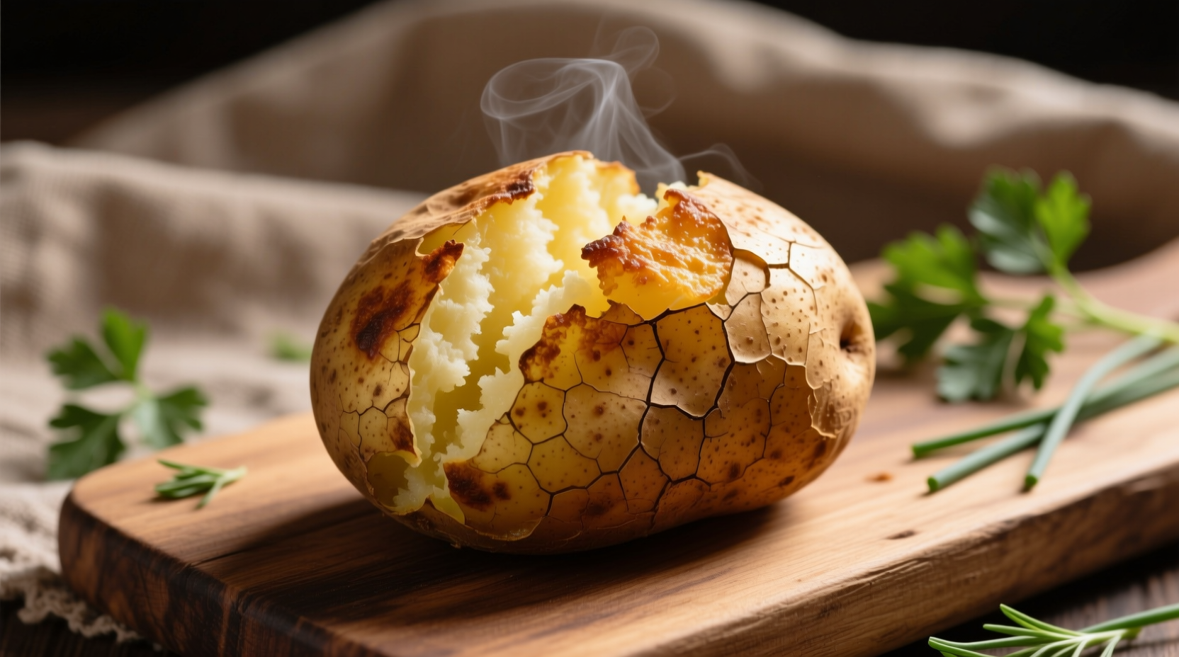 Perfectly cooked jacket potato with crispy skin
