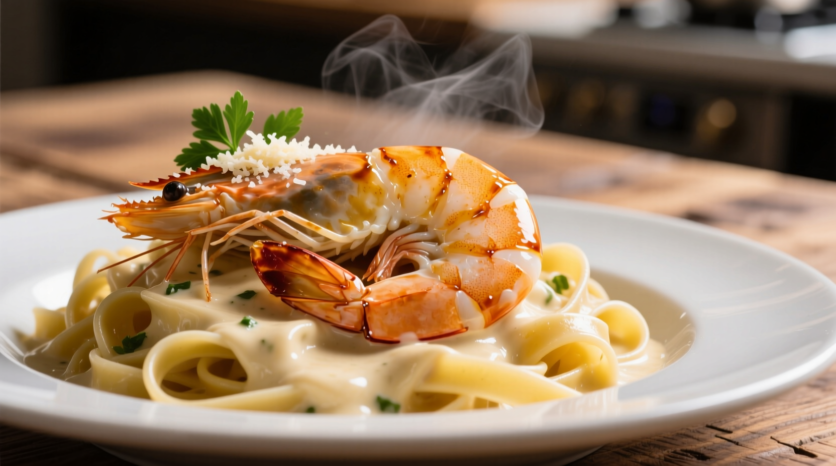 Perfectly cooked shrimp for alfredo sauce