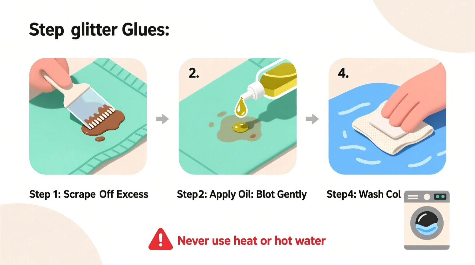 how to safely remove glitter glue from fabric without damaging it