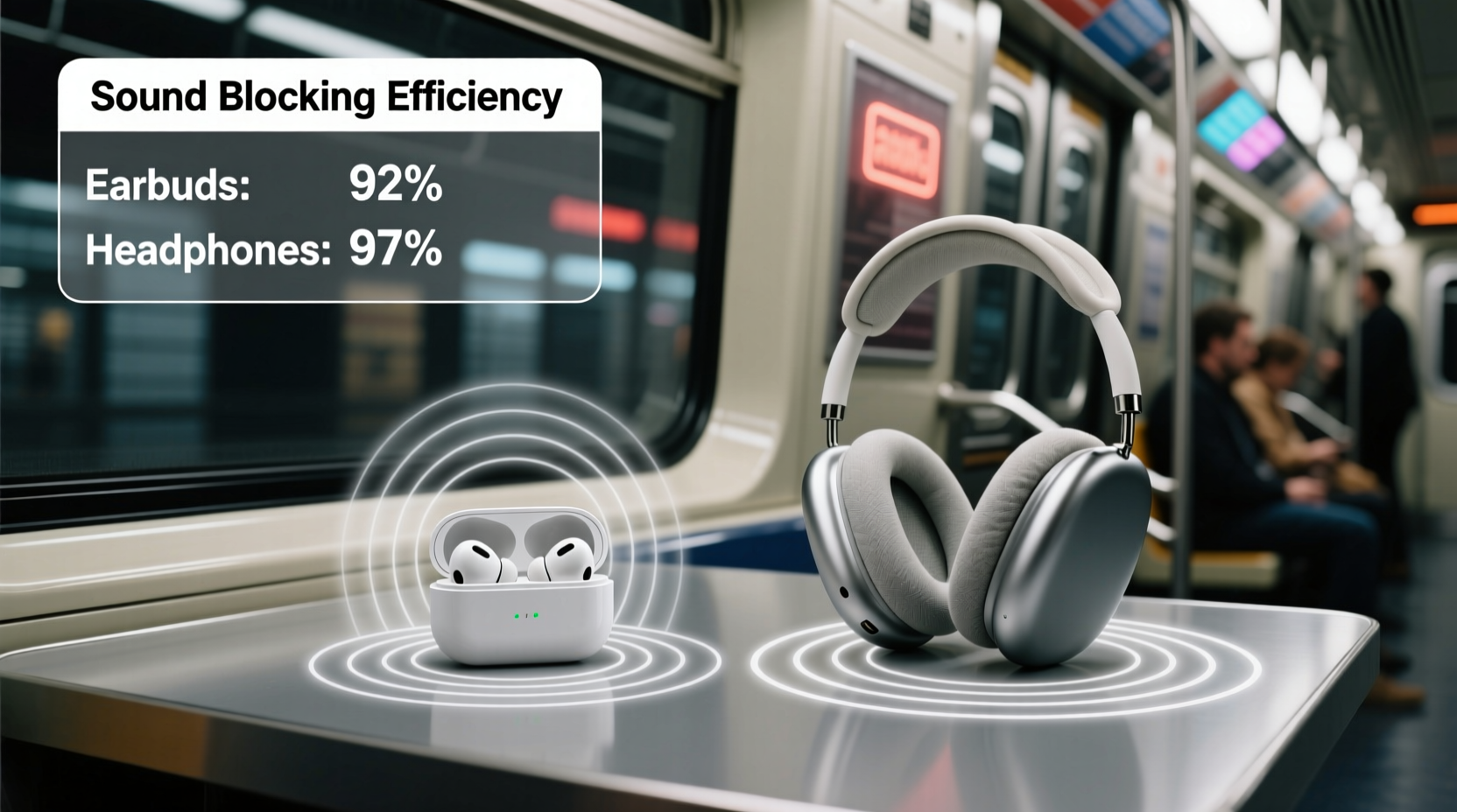 noise cancelling earbuds vs over ear headphones for commuting which actually blocks more sound