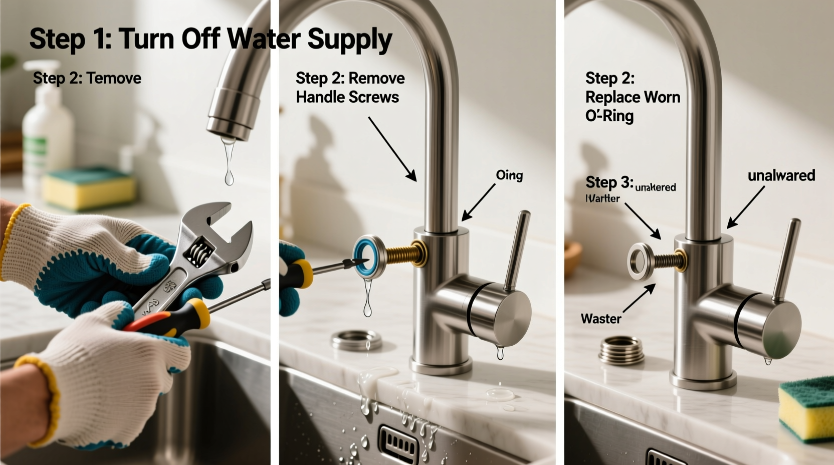 how to fix a leaky kitchen faucet handle step by step diy
