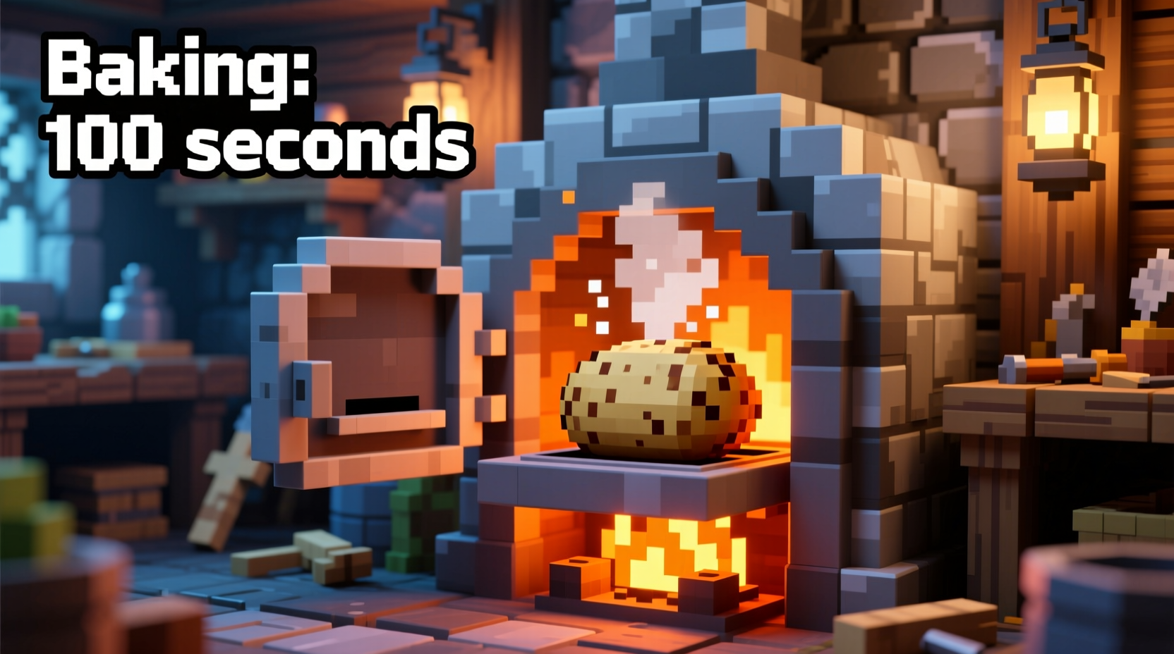 Minecraft baked potato cooking process in furnace