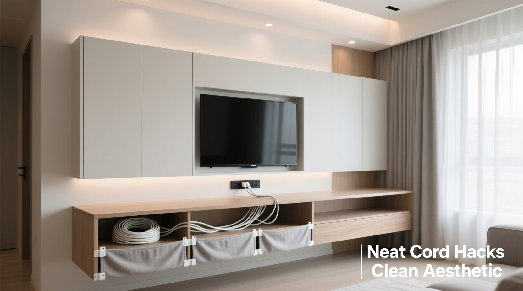 how to hide cords neatly behind tv and desk clean aesthetic hacks