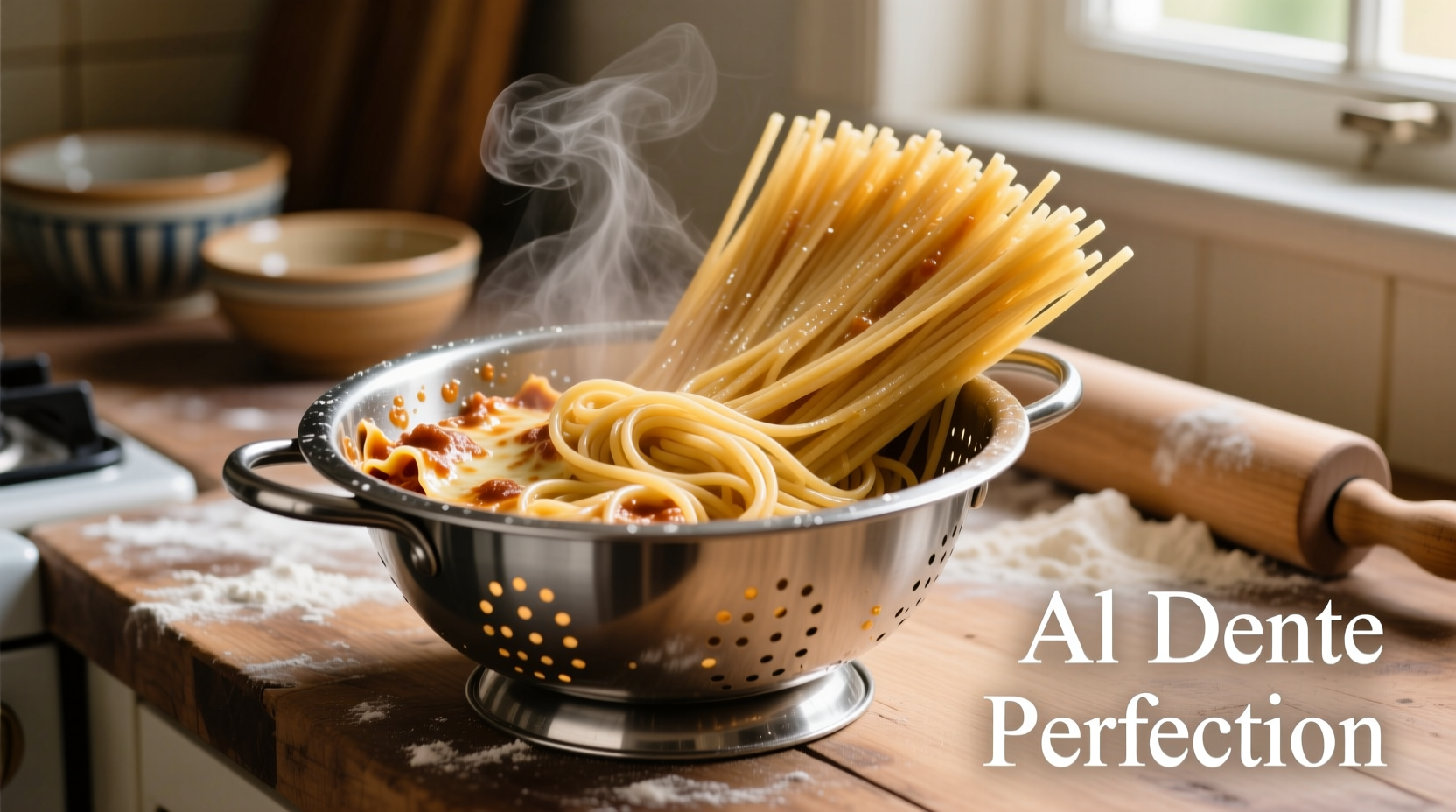 Perfectly cooked lasagna noodles in colander
