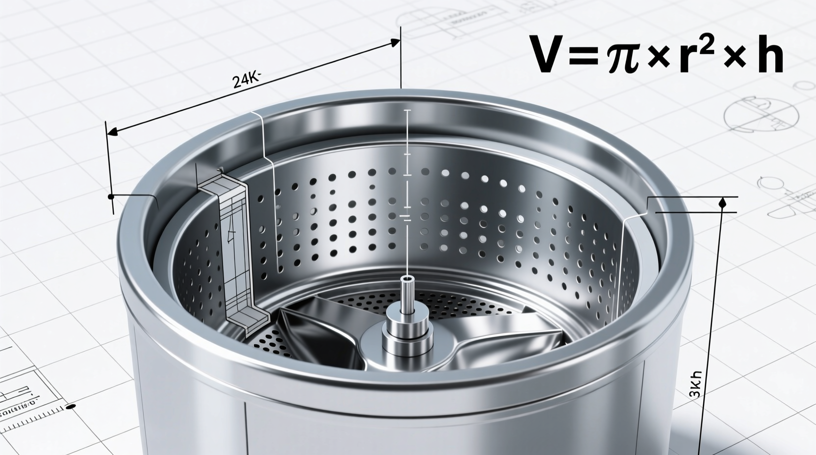 formula to calculate washer tub capacity