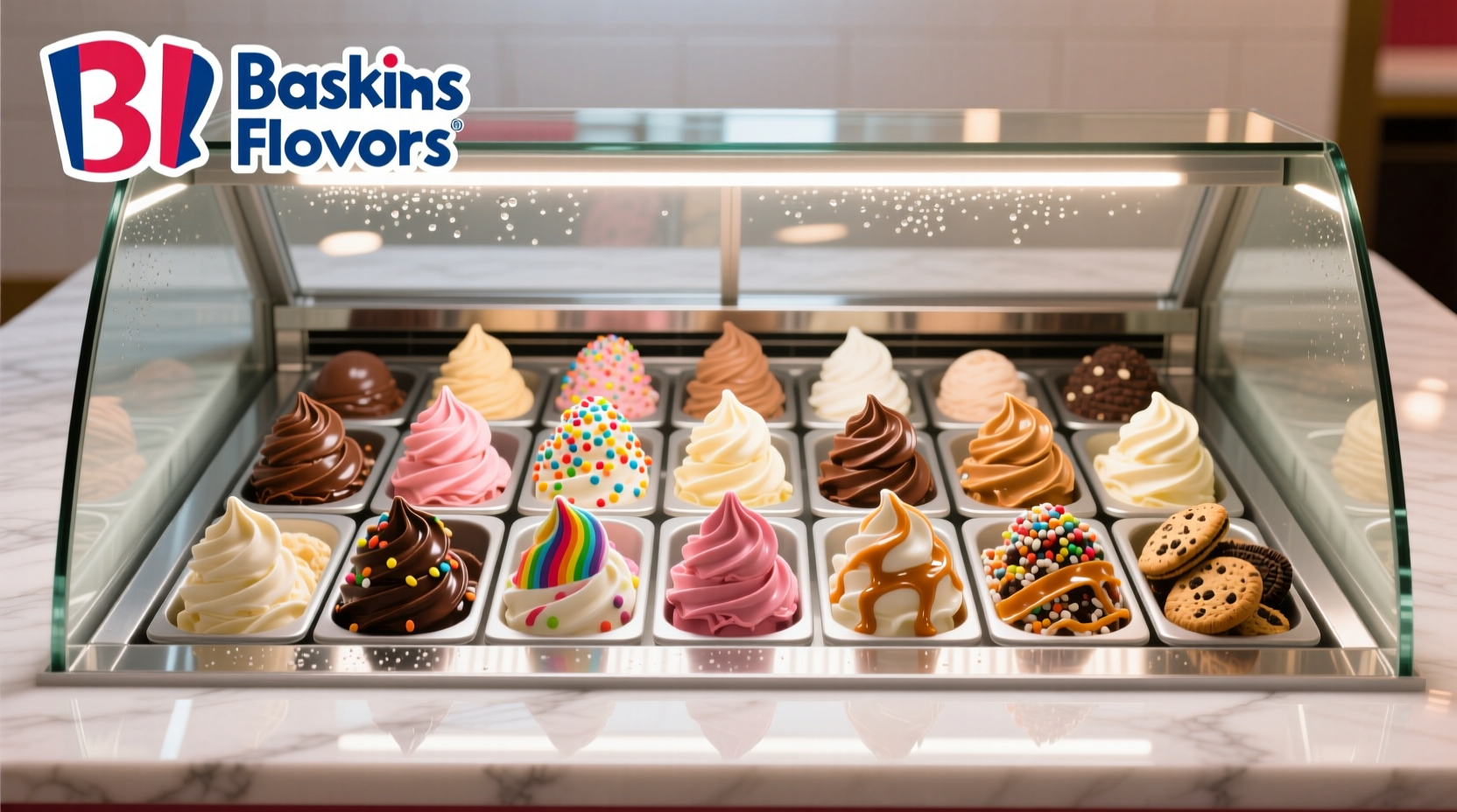 Baskin-Robbins ice cream flavor display case