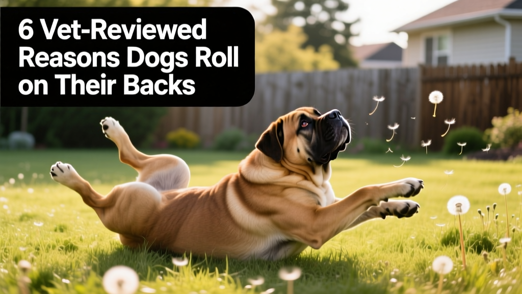 mastiff dog rolling on the grass