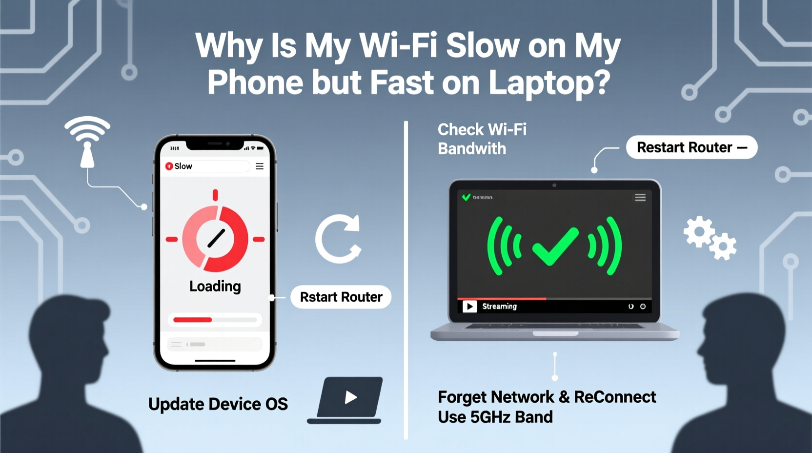 why is my wifi slow on my phone but fast on laptop troubleshooting tips