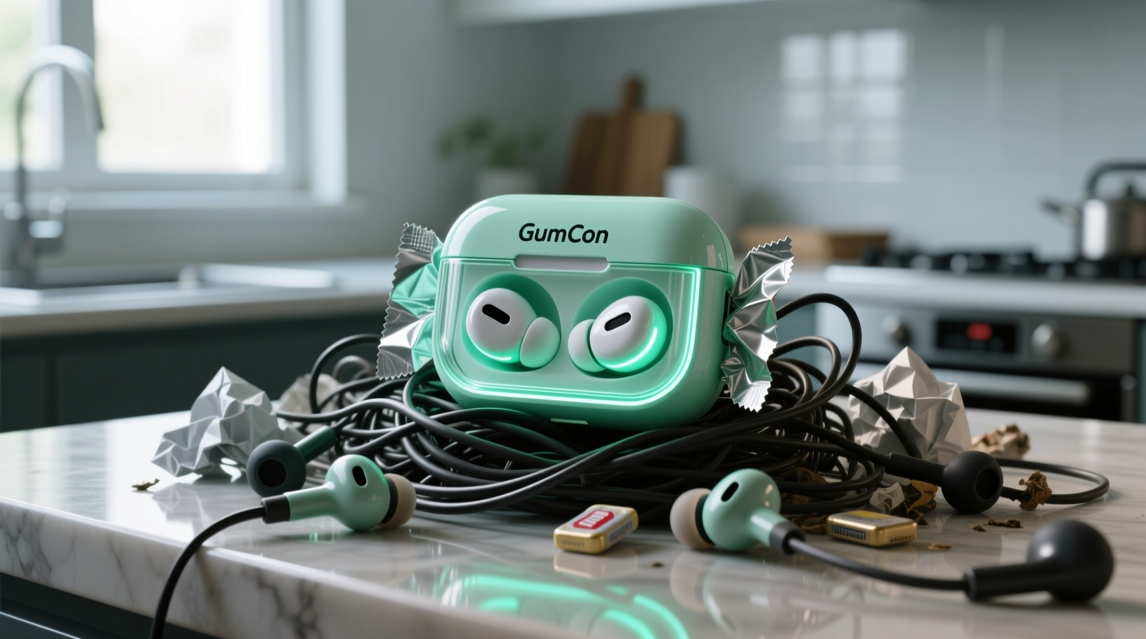 make tangled earbuds a thing of the past with a gum con