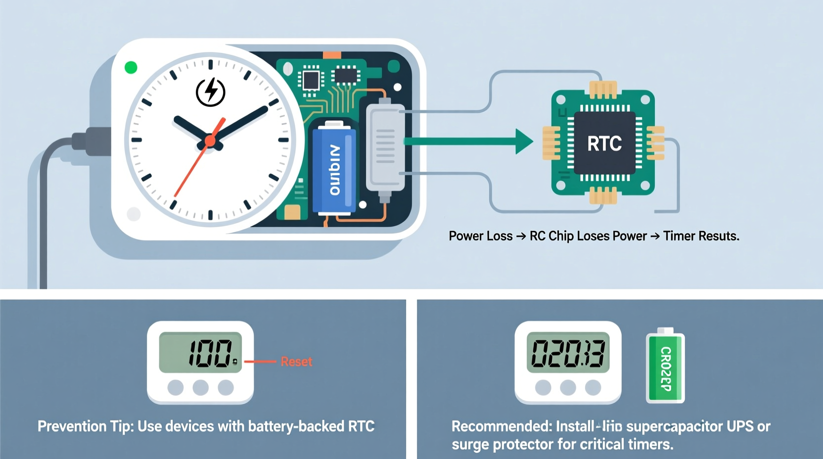 why does my timer reset after power outages and how to prevent it