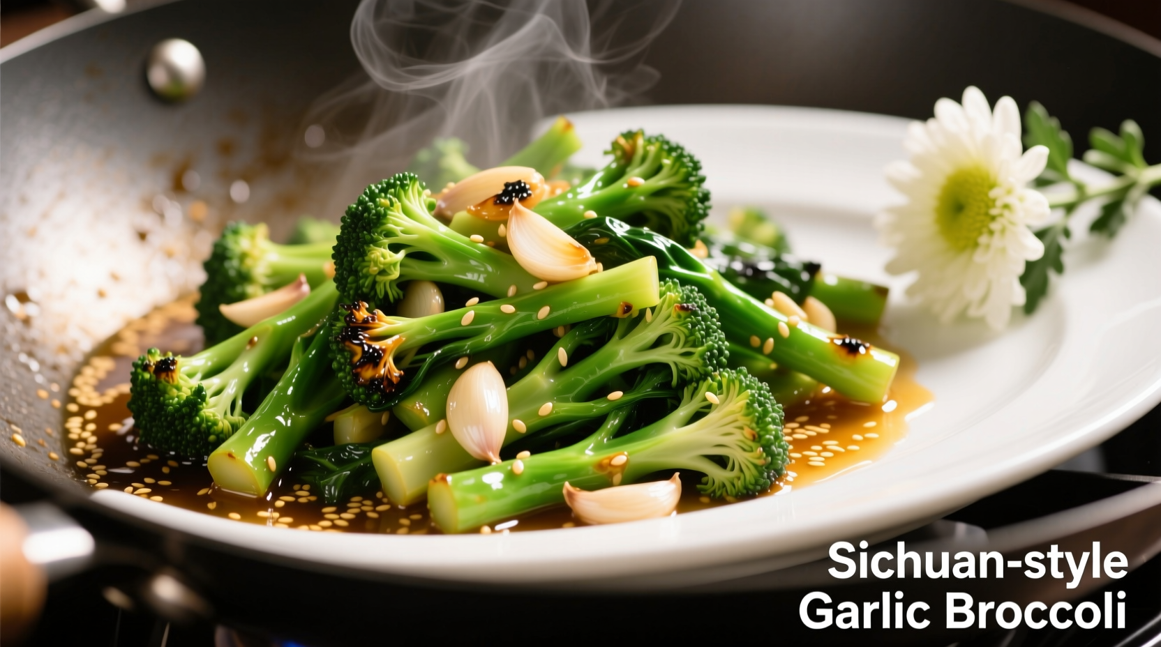 Crisp Chinese broccoli stir-fry with garlic