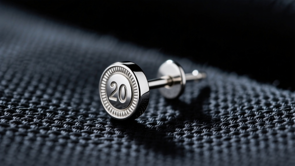 Macro shot of a 20-gauge sterling silver earring post on dark Pacific Silvercloth, showing woven fabric texture and metal