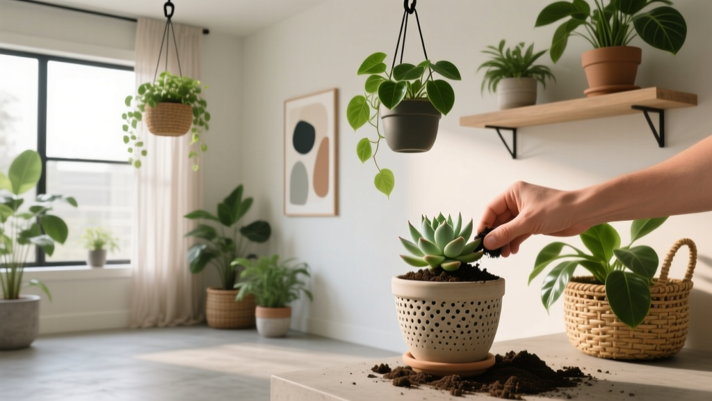 How to Hang Indoor Plants in Rent House Repotting Guide