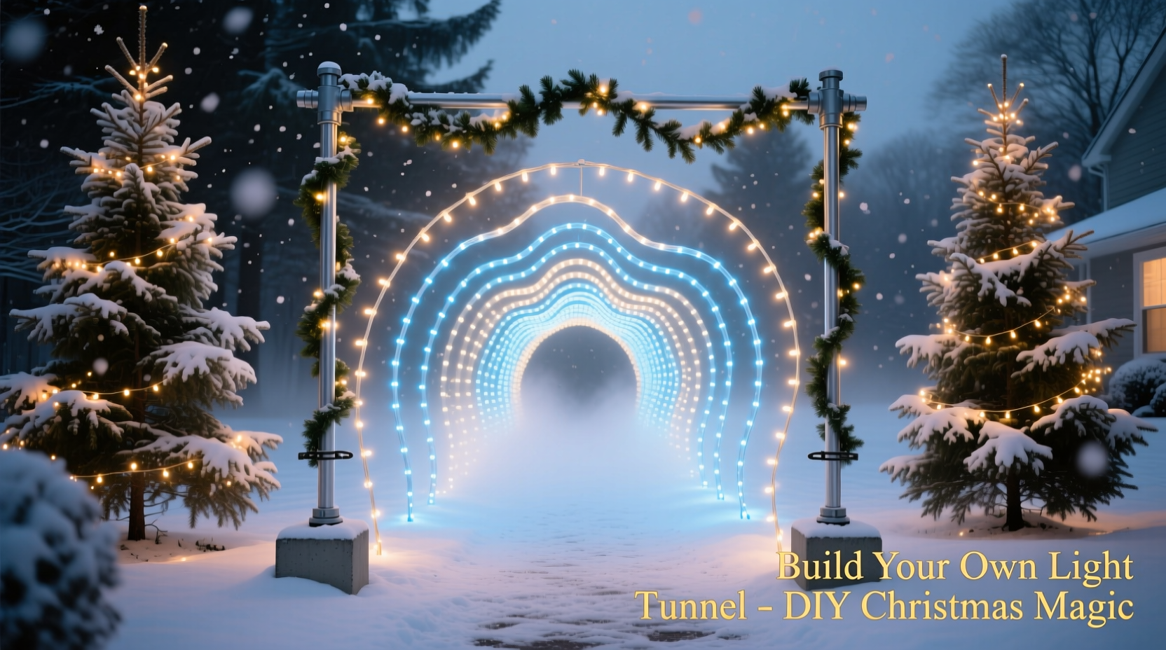 how to build a diy christmas light tunnel for your front yard