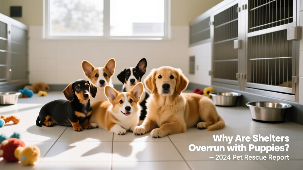 A group of healthy, playful puppies resting together in a clean, well-lit shelter kennel
