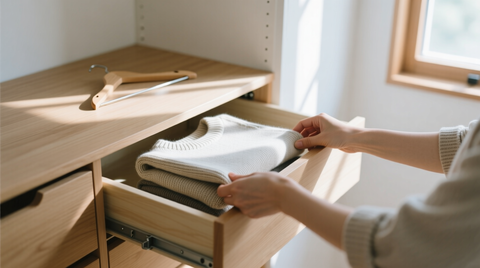sweater folding for drawer storage