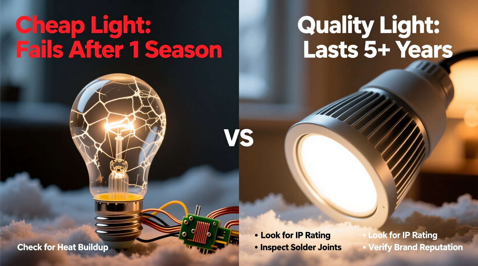why do cheap lights fail after one season and how to spot quality