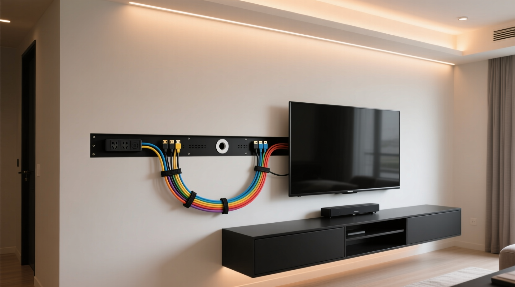 how to hide cords and cables neatly behind your tv and console