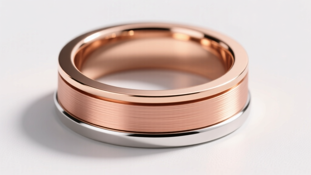 Illustrated cross-section of 18k rose gold vermeil on silver, showing the 2.5-micron gold layer and copper alloy tint.