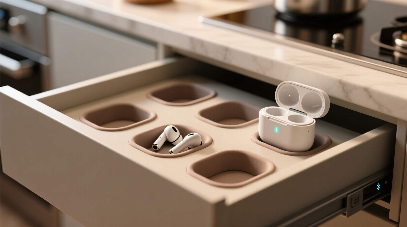 closet organization tips store earbud cases in drawer slots