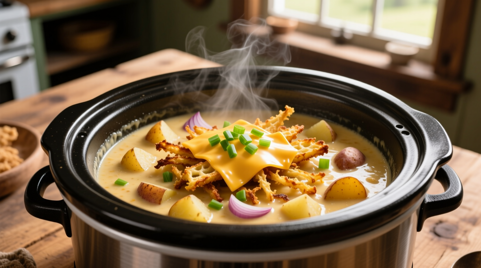 Perfect Crockpot Hashbrown Potato Soup Recipe in 10 Minutes Prep