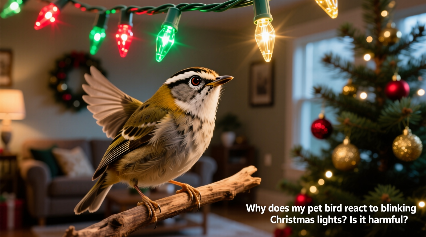 why does my pet bird react to blinking christmas lights and is it harmful