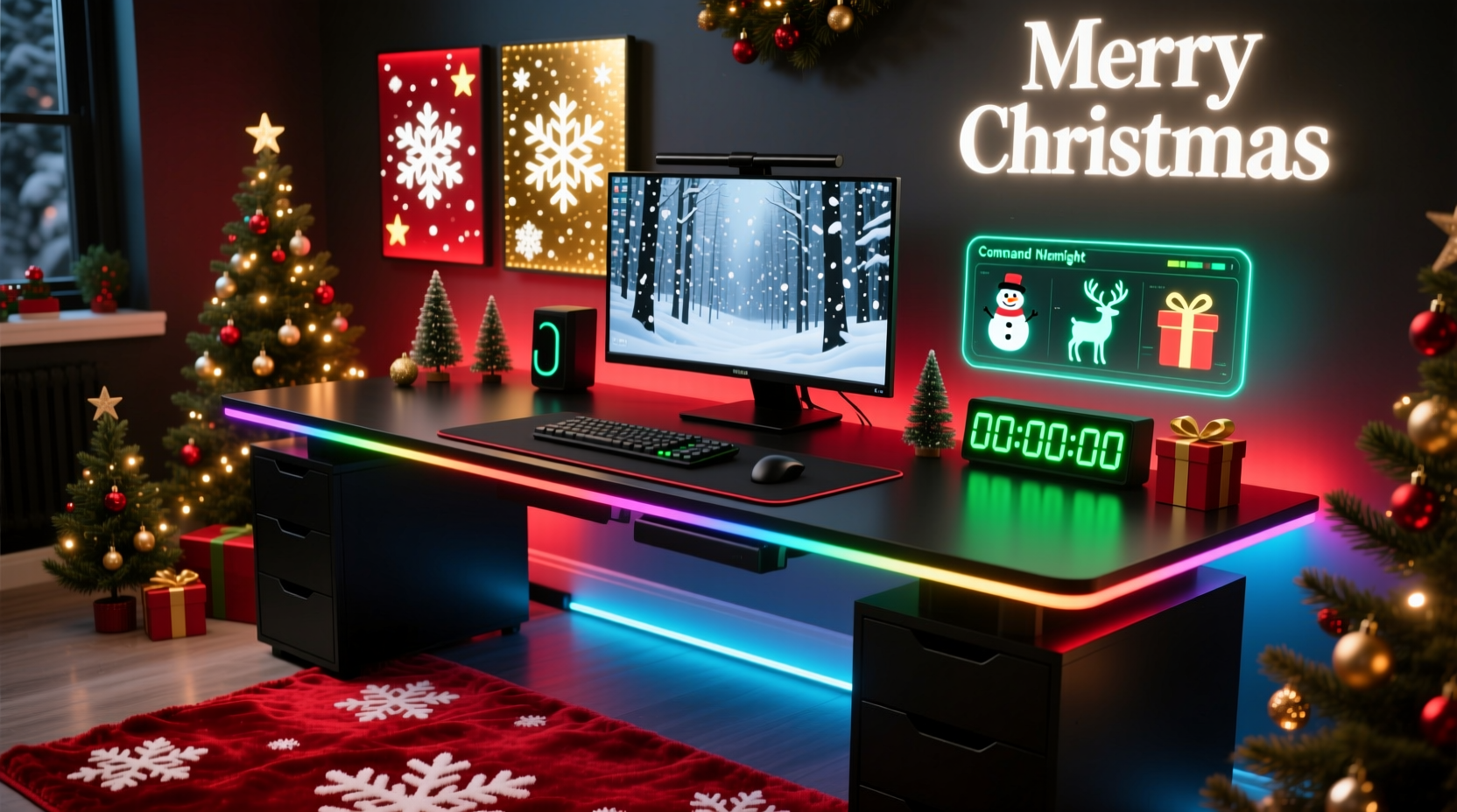 how to transform a gaming desk into a festive holiday command center with rgb lighting integration