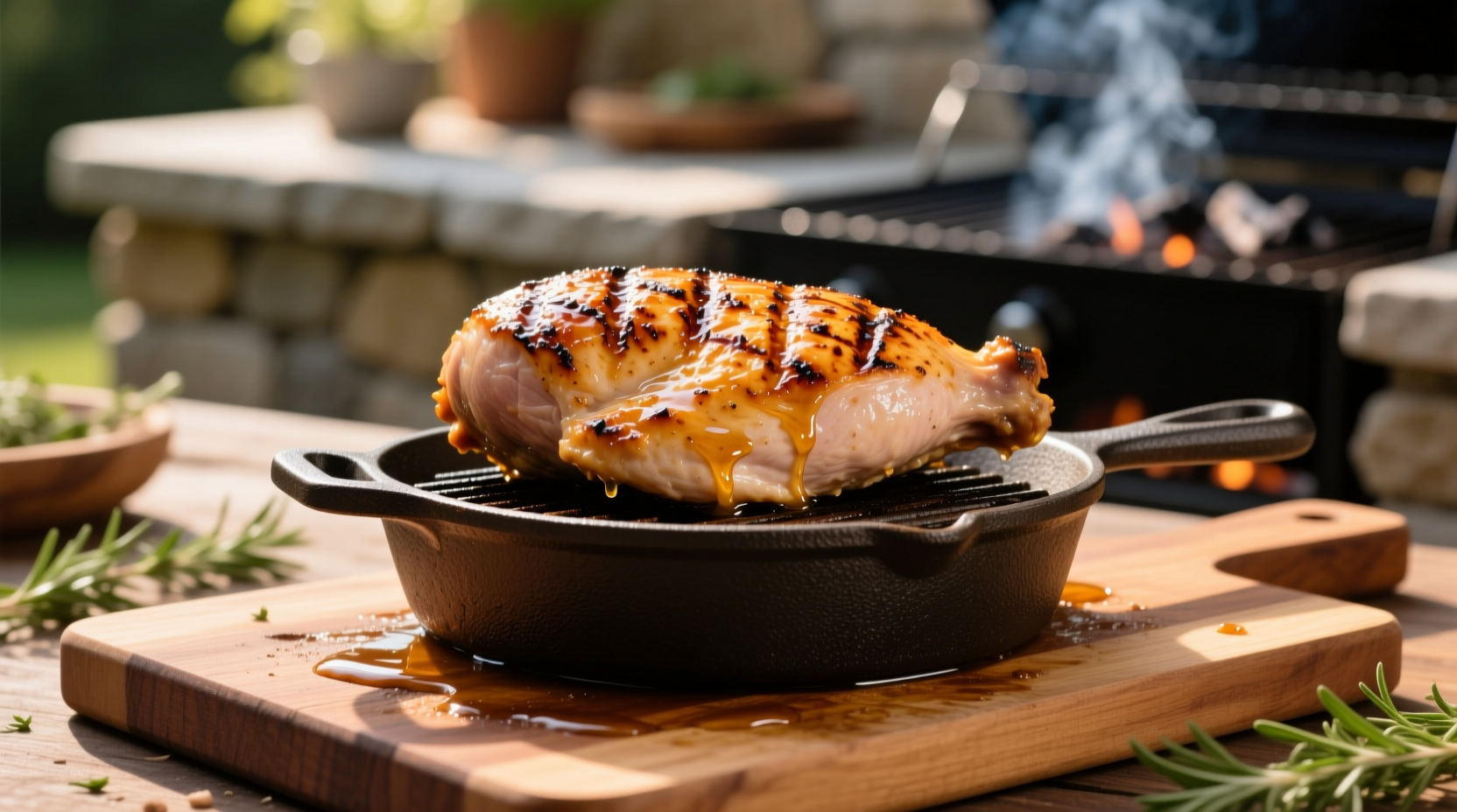 grill perfectly moist chicken under a brick