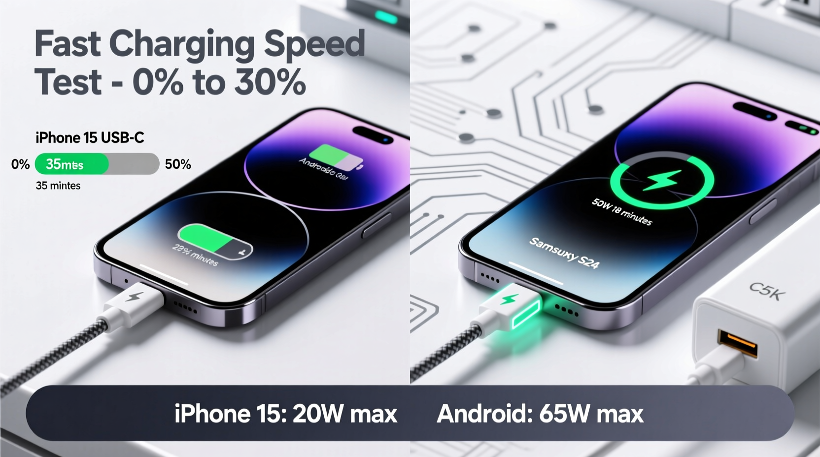 iphone 15 usb c vs android fast charging which charges quicker