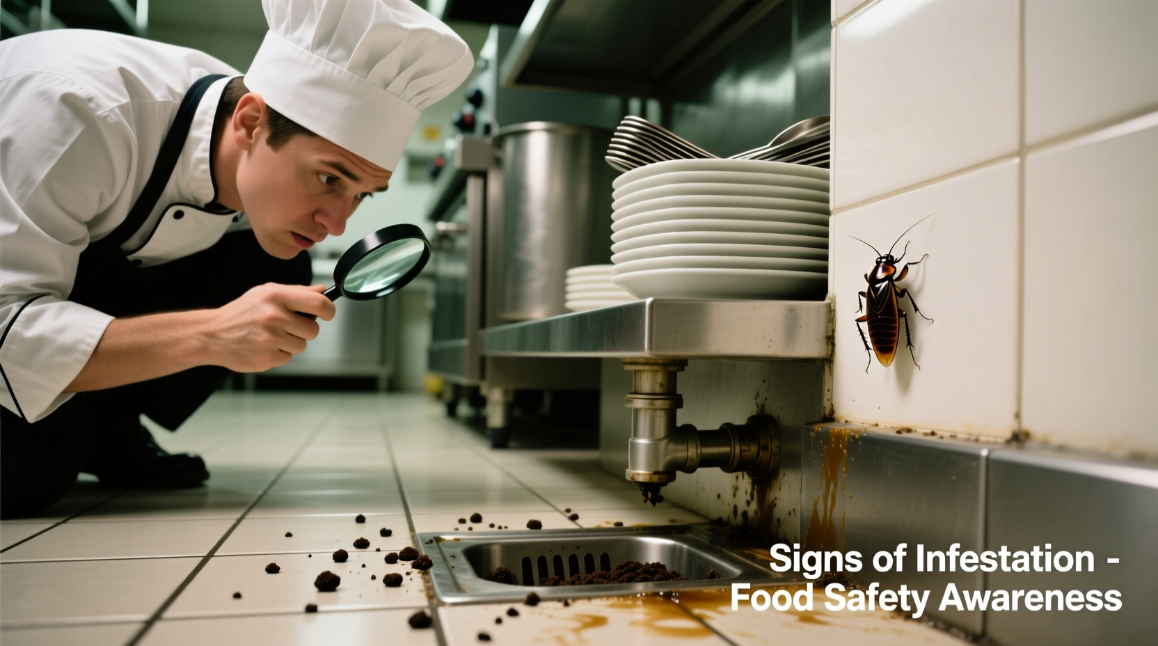 what sign of cockroach infestation might food workers notice