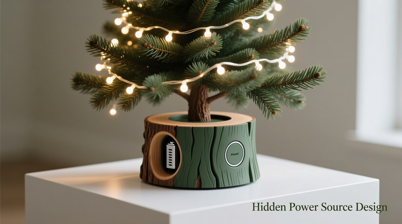 how to hide the power source for a cordless christmas tree effectively