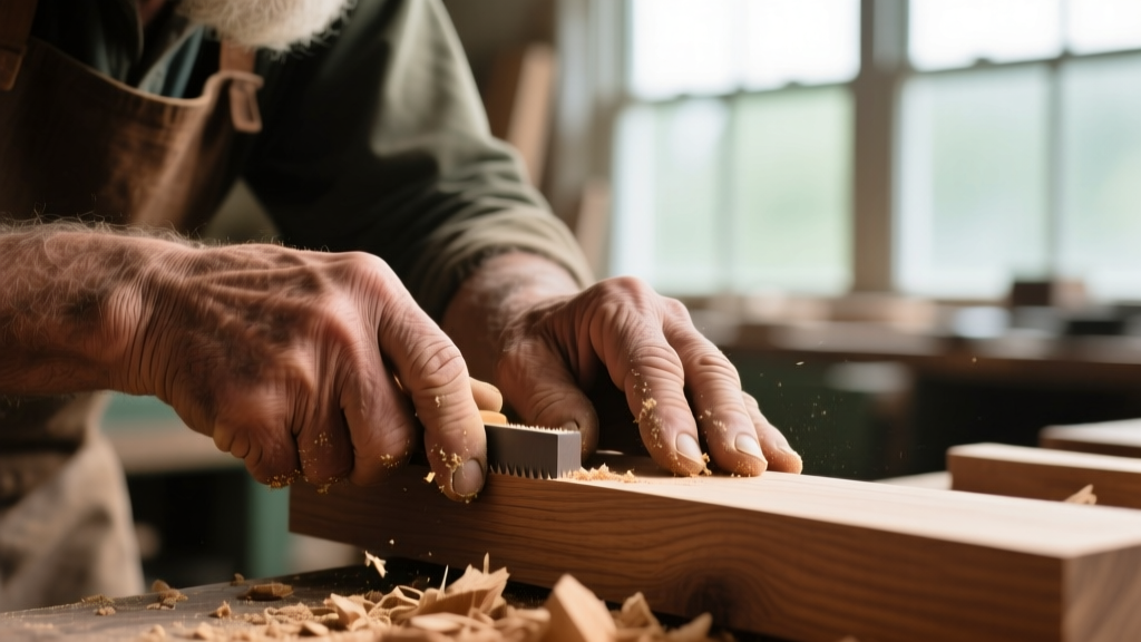 Close-up of a woodworker