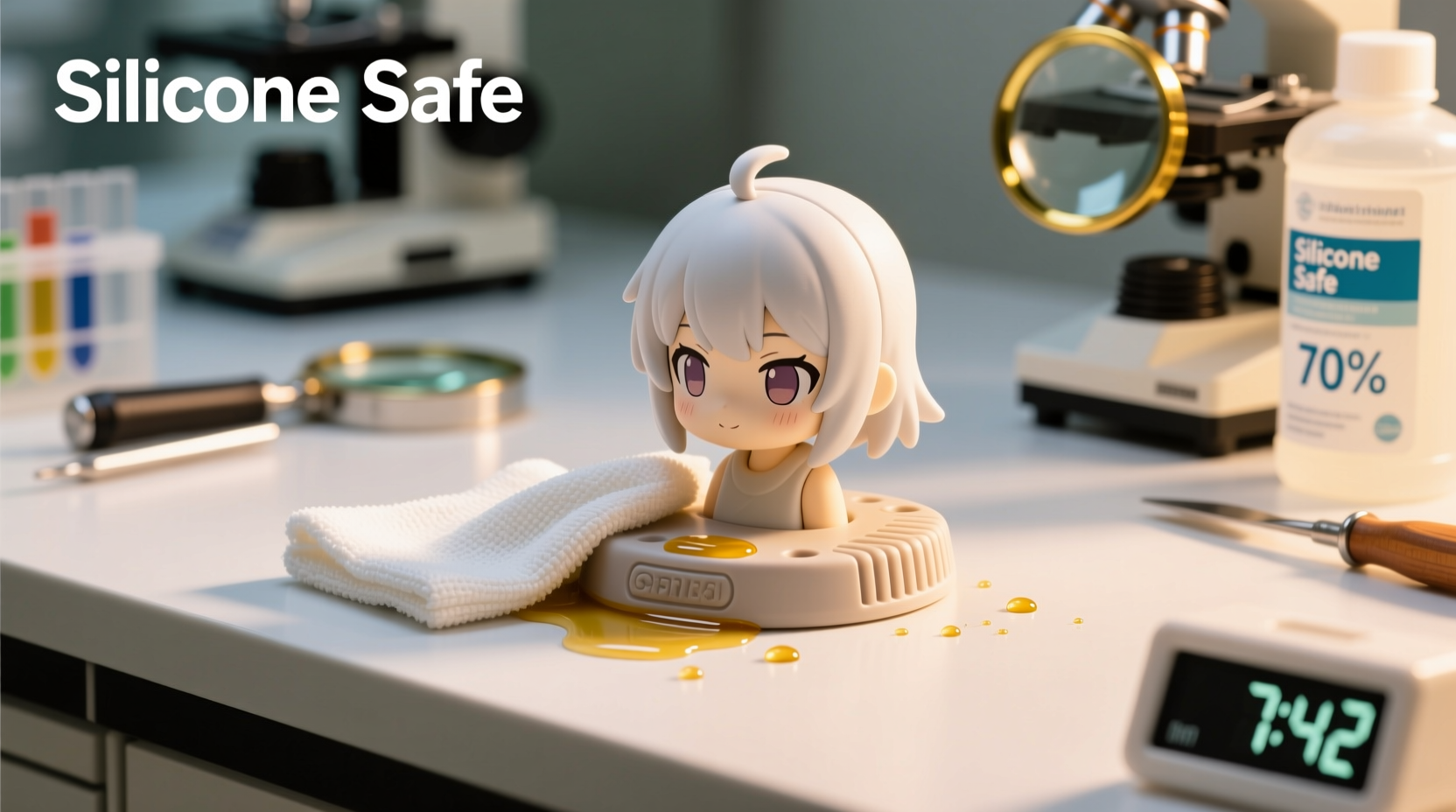 how to clean silicone anime stands without oily residue