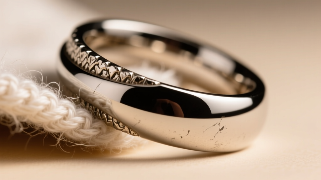 Close-up of a rough ring seam catching on cotton beside a polished segment ring gliding smoothly under bright studio lighting.