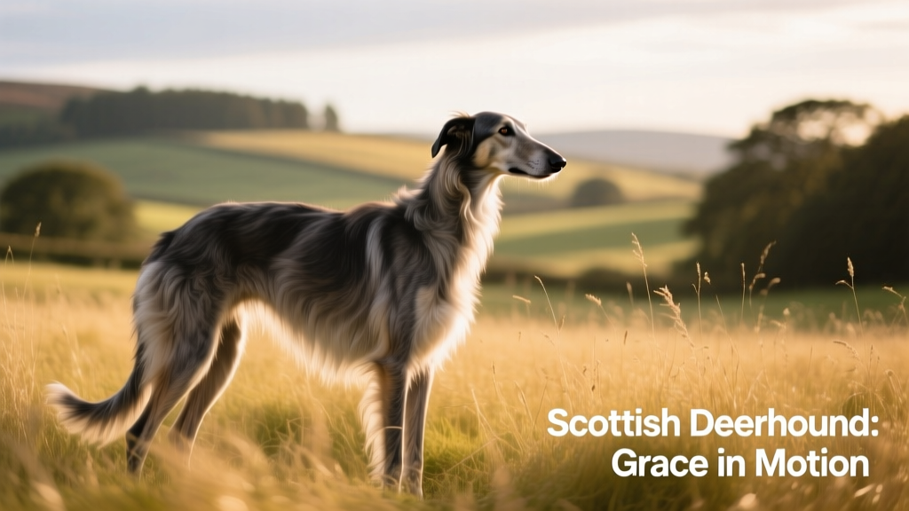 scottish deerhound standing in grass