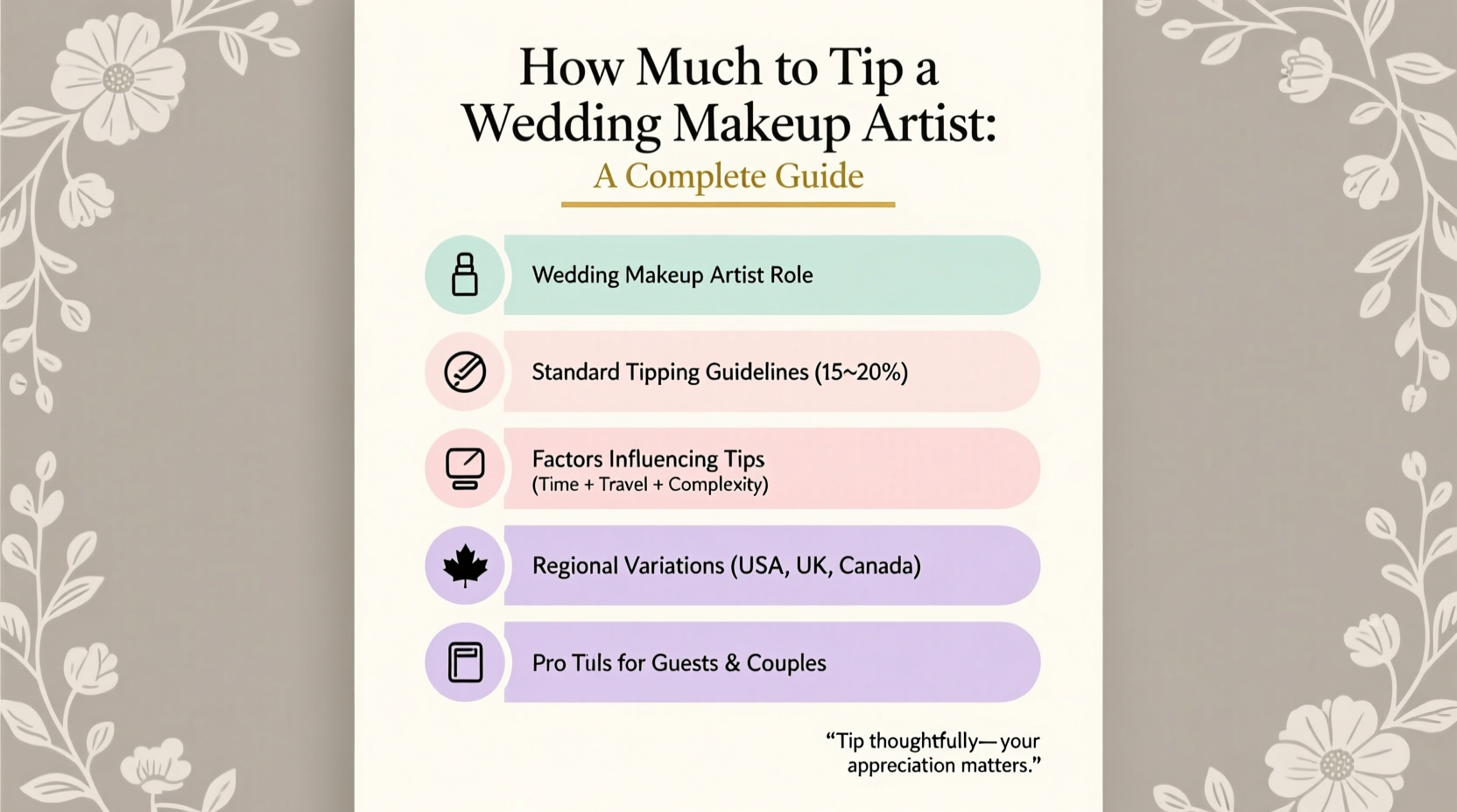 how much to tip makeup artist wedding