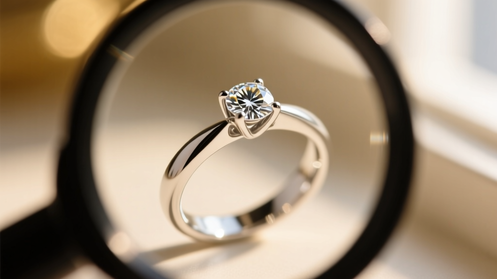Macro view through a jeweler's loupe showing abraded facet junctions on a vintage glass paste gemstone with soft, rounded edges.