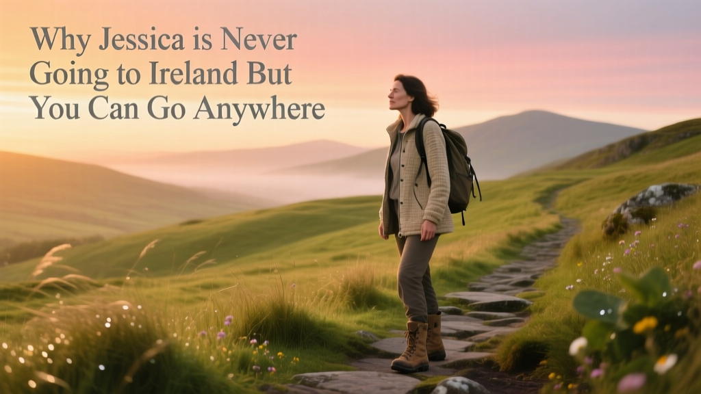 A solo female traveler hiking in the hills during sunset