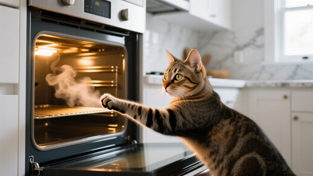 Cat Paw Reaching Into the Oven Cold: Curiosity