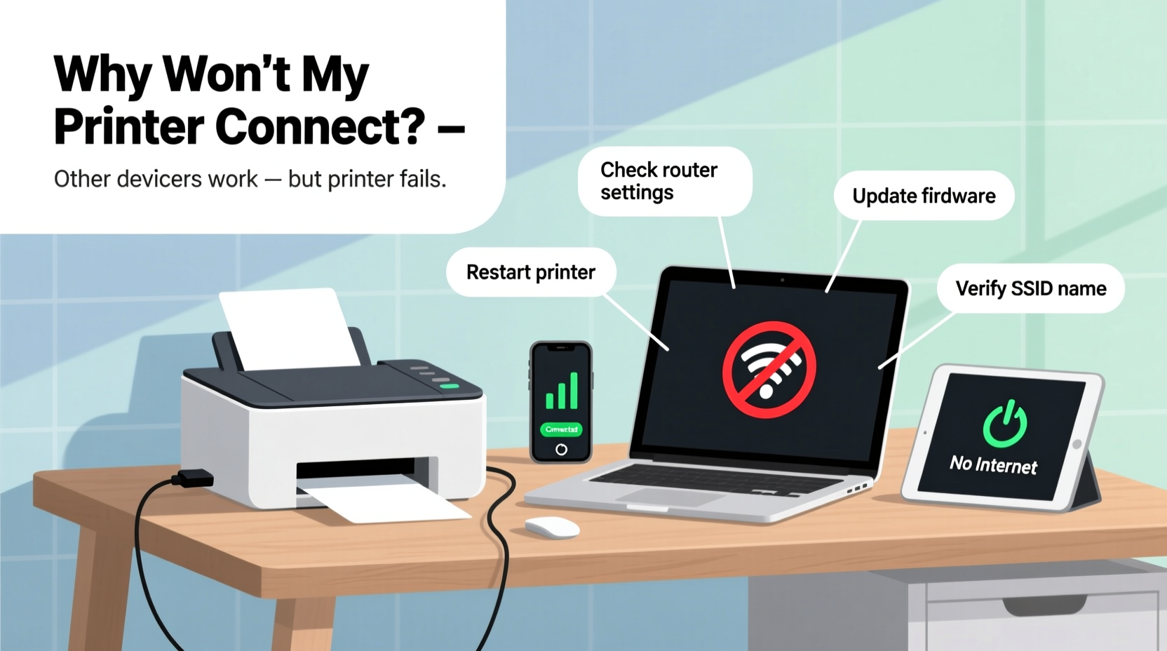 why is my printer not connecting to wifi even when other devices work fine