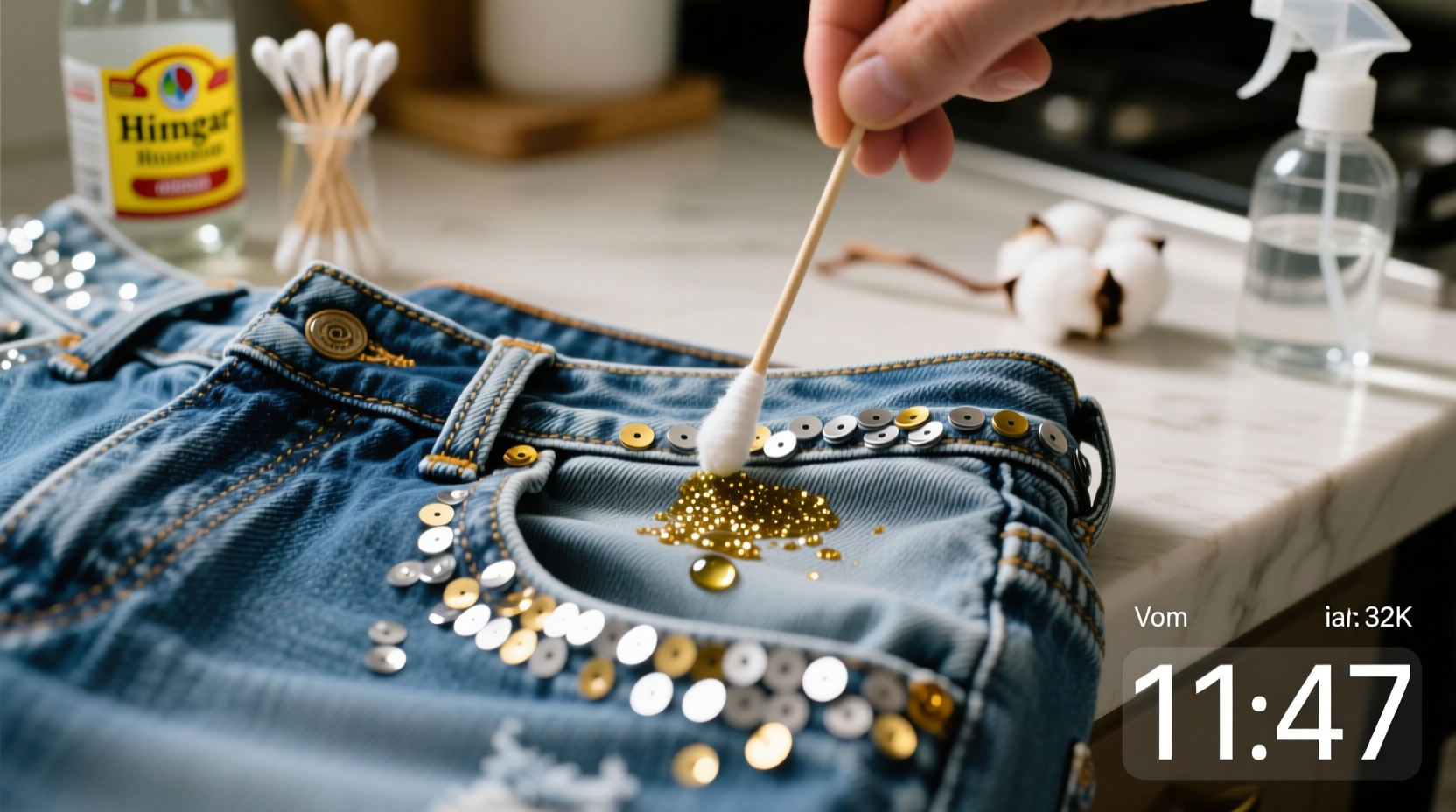 glitter glue removal from denim jacket