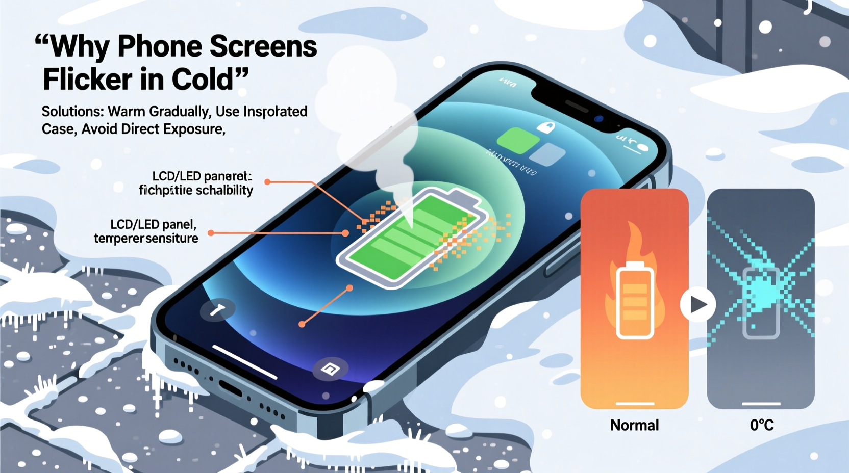 why does my phone screen flicker in cold temperatures and how to fix it